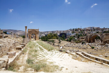 The Northern Tetrapylon at the ancient city of Gerasa, now Jerash, Jordan