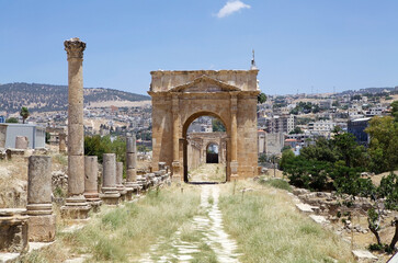 The Northern Tetrapylon at the ancient city of Gerasa, now Jerash, Jordan