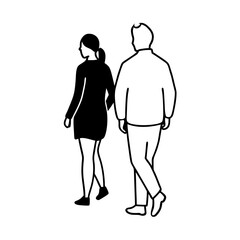 Minimalist Couple Walking in Silhouette Illustration Representing Love, Togetherness, and Romantic Simplicity in Modern Design
