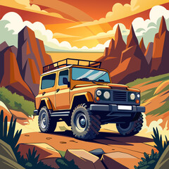 Off-Road Vehicle in Rugged Terrain Depicting Extreme Adventure, Durability, and Outdoor Exploration Through Challenging Landscapes