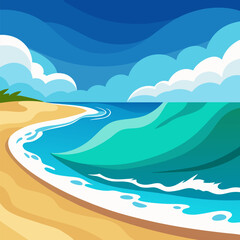 Ocean Waves and Beach Sand Illustration Representing Coastal Serenity, Summer Vibes, and Natural Seaside Beauty