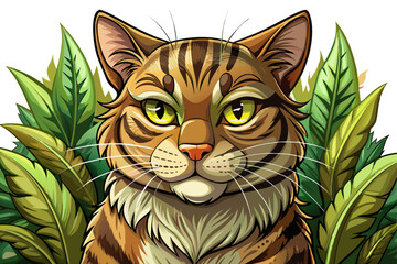 sassy cat in the forest, giving a judgmental one-eyed look vector perfect for memes, character design, or expressive animal art