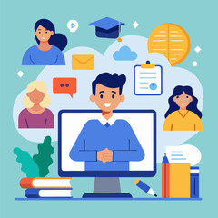 Online Classes and Webinars for Education Day Illustration Representing Virtual Learning, Interactive Sessions, and Digital Education Events