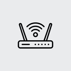 Black Line Art Wifi Router Icon Wireless Network Symbol