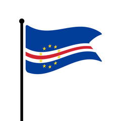 Flag of Cape Verde. Cape Verde flag vector illustration icon design. Fluttering flagpole flag.