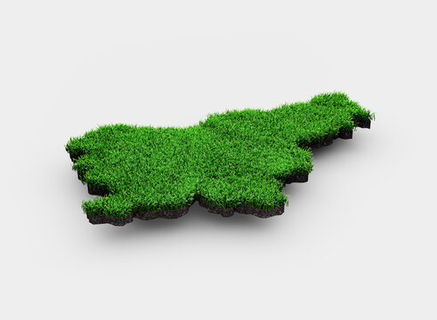 Slovenia Map soil land geology cross section with green grass and Rock ground texture 3d illustration - Powered by Adobe
