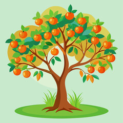 Fototapeta premium Illustration of an Orange Tree with Ripe Fruit Representing Natural Abundance, Fresh Produce, and Agricultural Growth