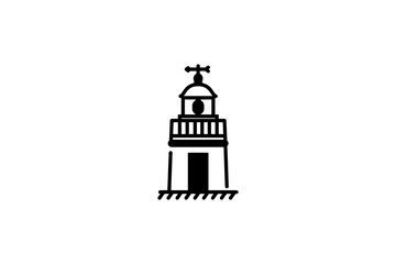 Mercusuar outline Icon. Mercusuar Lighthouse line icon. vector illustration stock on white background.