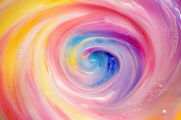 Obraz premium Colorful abstract swirl texture showcasing a vibrant interplay of hues and chaotic patterns, Abstract multicolored chaotic swirl texture inside of the soap bubble