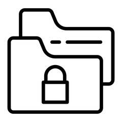 Encrypted Folder Vector Line Icon Design