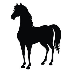 Horse Standing Silhouette on White Background Vector