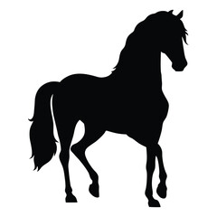 Side View Horse Silhouette in Black and White
