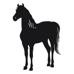 Black Horse Silhouette Standing Still Vector Art