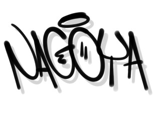 textured sprayed graffiti tagging letter city name NAGOYA