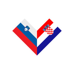 friendship concept. heart shape icon of slovenia and croatia flags. vector illustration isolated on white background
