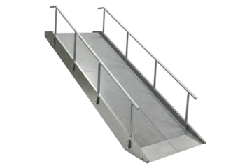 Accessible ramp with handrails for safe mobility solutions isolated on a transparent background