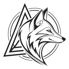 Modern Fox Face Minimal Geometric Vector Logo