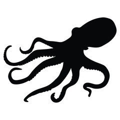 Marine Octopus Silhouette Vector Graphic Image