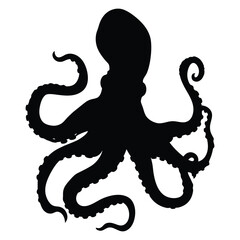 Obraz premium Fluid Octopus Swimming Silhouette Vector Art