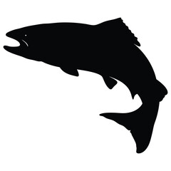 Healthy Salmon Fish Silhouette Vector Art Image