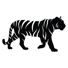 Graceful Tiger Walking Silhouette Art Illustration