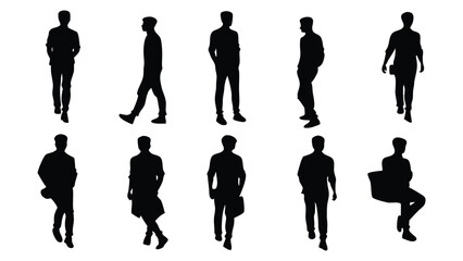 Black and White Male Silhouette Vector Illustration