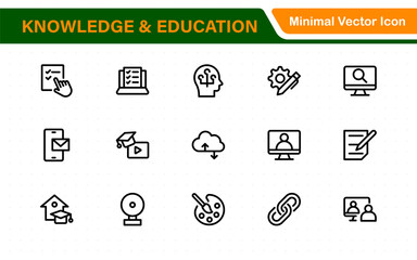 Education set of web icons in line style. Learning icons for web and mobile app. E-learning, video tutorial, knowledge, study, school, university, webinar, online education.