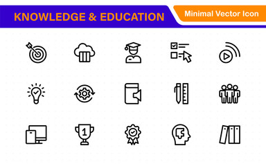 Education set of web icons in line style. Learning icons for web and mobile app. E-learning, video tutorial, knowledge, study, school, university, webinar, online education.