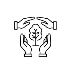 Obraz premium Abstract Hand Protecting Green Seedling: Conceptual Illustration for Environmental Conservation, Sustainability, and Future Growth on Green City
