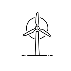Abstract minimalist illustration of a wind turbine, symbolizing clean energy and sustainable practices, suitable for green technology and eco-friendly campaigns.