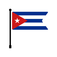 Flag of Cuba. Cuba flag vector illustration icon design. Flagpole flag icon.
