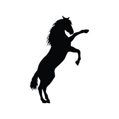 Dynamic black horse silhouette vector illustration of a running wild mustang stallion, perfect for equestrian or farm themed designs