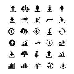 Data Transfer and Arrow Icons Set &ndash; Upload, Download, Sync, Cloud, and Progress Symbols .