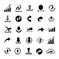 Data Transfer and Arrow Icons Set &ndash; Upload, Download, Sync, Cloud, and Progress Symbols .