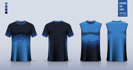 Fototapeta premium Soccer jersey, football kit, sportswear, basketball uniform, running, motocross or t-shirt mockup. Fabric pattern design. 