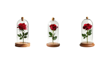 rose flower in glass dome png