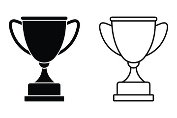 Trophy cup icon black and white vector. trophy icon in trendy flat style. Vector champion's cup icon. Sport trophy vector icon. Vector illustration.