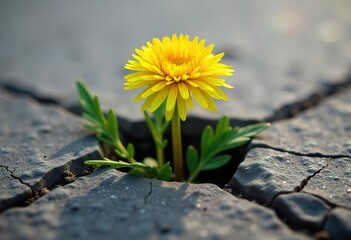 Resilience of Nature: Flower Breaking Through Concrete