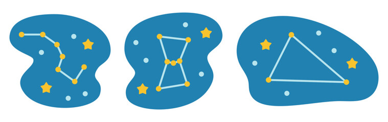 Famous Constellations Set: Big Dipper, Orion, Summer Triangle