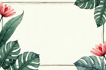 Elegant Tropical Flower Leaf Art Template ai generated
