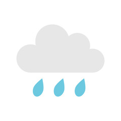 Flat Rain Cloud Weather Icon on White Background