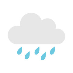 Fototapeta premium Flat Rain Cloud Weather Icon on White Background