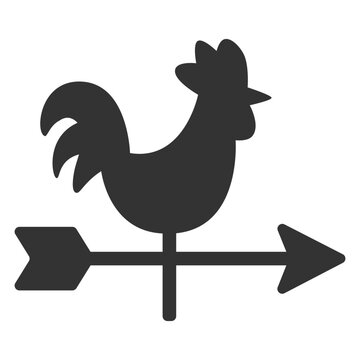 Weather Vane Rooster Icon Black Silhouette Simple Wind Direction Symbol for Farm Vintage Design UI and Weather Sign （風見鶏のシンプルな黒シルエットアイコン・風向きシンボル）
