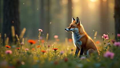 red fox in the field