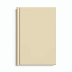 Naklejka premium Blank beige hardcover book in minimalist design on white background 