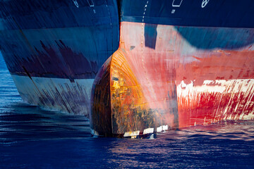 Big container ship prow detail