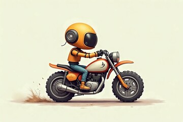 Obraz premium pastel drawing of funny motorbike robot character