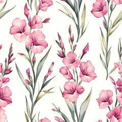 Delicate pink flower pattern on a white background.