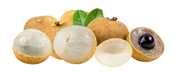 longan fruit group isolated on transparent background