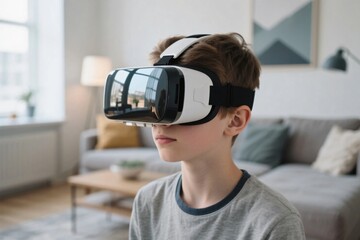 Kid Playing with VR Headset